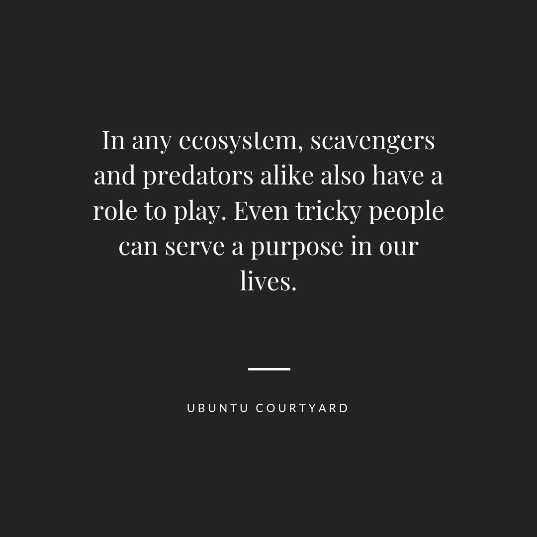 Scavengers and predators play important roles.